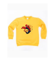 Spiderman baskılı örümcek adam pamuklu kumaş çocuk sweatshirt (Sarı)