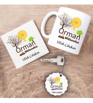 Orman Mühendisi Kupa Bardak Altlık ve Anahtarlık Hediye Seti (Model 1)