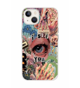 Iphone 14 Plus Uyumlu Aesthetic Kolaj Desenli Şeffaf Telefon Kılıfı