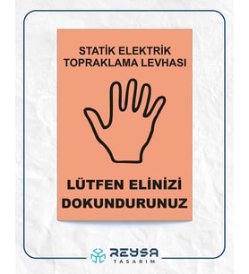 statik elektrik toplaraklama levhası 21x28 Arkası Sticker