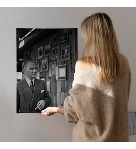 Atatürk Portre Tablosu Mustafa Kemal Atatürk Dikdörtgen Dekoratif Kanvas Tablo