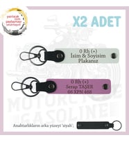 Yol Tutkunları İsim Plaka, 0 Rh (+) Kan Grubu Yazılı Kişiye Özel x2 Anahtarlık Seti, Beyaz-Pembe-Syh (Çok Renkli)