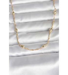 CM 14K Gold Renk Burgu Zincirli Damla Topçuk Model 45 cm Kadın Kolye
