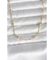 CM 14K Gold Renk Burgu Zincirli Damla Topçuk Model 45 cm Kadın Kolye