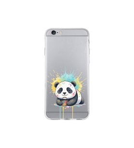 iPhone 6 Plus ile Uyumlu Splash Panda Tasarımlı Şeffaf Silikon Kılıf
