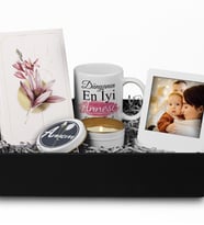 Anneler Gününe Özel Tasarım Defter & Özel Tasarım Kokulu Mum & Tasarım Kupa & Fotoğraf Çerçevesi Hediye Seti