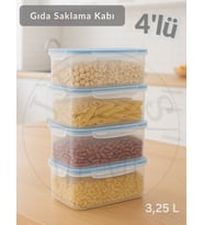 4'lü Vakumlu Saklama Kabı Seti Hava Almaz BPA Free Kilitlenebilir Gıda Erzak Kabı 3.25 L