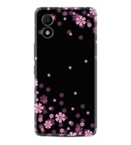 TCL 303 Kılıf Resimli Desenli Baskılı Silikon Black flowers 1391