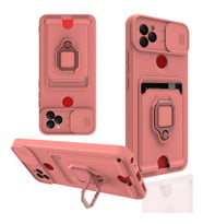 Smcase General Mobile GM 22 Kılıf Kamera Korumalı Kartlıklı Standlı Zuma Silikon (Pembe)