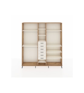 Arges Gardrop 10 Raflı 6 Çekmeceli 3 Askılı 220x30x243 Çam-Aytaşı