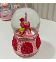 Paris Eyfel Kulesi Sevgili Güllü Ayıcıklı Işıklı Müzikli Orta Boy Kar Küresi Tky0399 (Pudra Pembe)