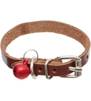 Cattie Gerçek Deriden El Yapımı Reflektörlü Kedi Boyun Tasması 1x18-22cm - Brown