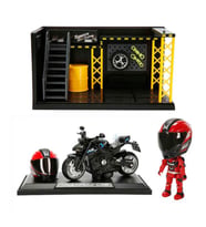 Sesli ve Işıklı Ducati Street Fighter Die-Cast Çek Bırak Motosiklet ve Tamir Atölyesi Seti