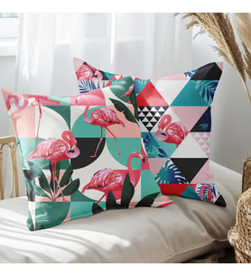 eJOYA Flamingo Tasarımlı 2'li Yastık İçi Ve Kırlent Kılıfı 45cm 113466
