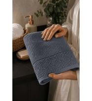 El Yüz Havlusu 50x90 cm %100 Pamuk Kısmi Kadife Quadro İndigo