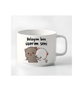 Duble Türk Kahvesi Fincanı & Espresso Belayım Ben Üzerim Seni Motto 180 Ml