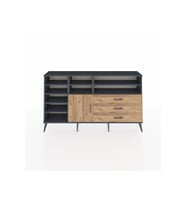 Arges Konsol 8 Raflı 3 Çekmeceli Tek Kapaklı  176x30x99 Antrasit-Çam