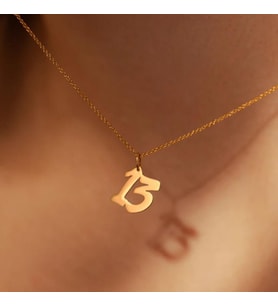 Kişiye Özel 925 Ayar Gümüş Numara Kolye (Gold)