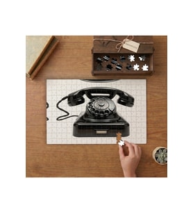 Nostaljik Siyah Telefon Tasarımı 240 parça Ahşap Puzzle Ahşap Kutuda MP00332