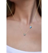 Papatya Silver 925 Ayar Gümüş Gold Kaplama Gözlü Dorika Toplu Tek Taş Kolye