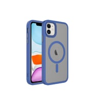 Apple iPhone 11 Uyumlu Kılıf Mat Arka Yüzey Wireless Şarj Özellikli Zore Flet M-safe Kapak (Mavi)