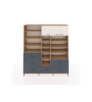 Hyperion Dolap 17 Raflı 6 Çekmeceli 3 Kapaklı 220x44x243 Çam-Aytaşı/Antrasit