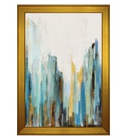 Soyut Şekiller Motifli Kanvas Tablo 50 x 70 cm Gold Çerçeve