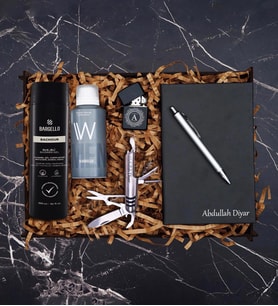 Kişiye Özel Defter, Duş Jeli, Deodorant, Kalem, Çakı , Çakmak  Hediye Kutusu 
