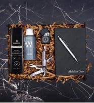 Kişiye Özel Defter, Duş Jeli, Deodorant, Kalem, Çakı , Çakmak  Hediye Kutusu 