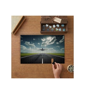 Pistten Havalanan Uçak Tasarımı 240 parça Ahşap Puzzle Ahşap Kutuda MP04804