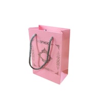 Karton İp Saplı Hediye Çantası Saray Desenli Gümüş 12X17 25 Adet  Pembe