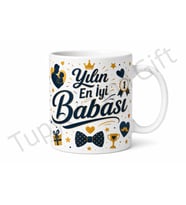 Yılın En İyi Babası Yazılı Kişiye Özel Baskılı Kupa Bardak Babalar Günü Hediye