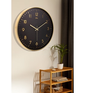 Galaxy Exclusive Duvar Saati Gold Çerçeve Siyah Kadran Rakamlı 41,5 Cm.
