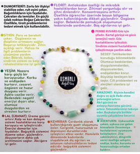 Dumortierit-Florit-Pembe Kuvars-Sitrin-Yeşim-Lal-Kehribar-Amazonit-Aventurin-Sedef-Kolye M141
