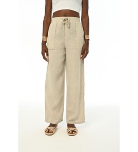 KADIN RAHAT KALIP BOL PAÇA NATUR PANTOLON (Natural)