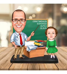 Kişiye Özel Karikatür Biblo ÖĞRETMEN ÖĞRENCİ