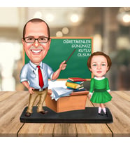 Kişiye Özel Karikatür Biblo ÖĞRETMEN ÖĞRENCİ