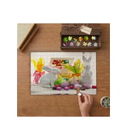 Renkli Yumurtalar - Tavşanlar - Paskalya Tasarımı 240 parça Ahşap Puzzle Ahşap Kutuda MP10603