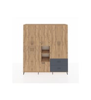 Hyperion Dolap 12 Raflı 2 Çekmeceli Tek Askılı 220x44x243 Çam-Çam/Antrasit