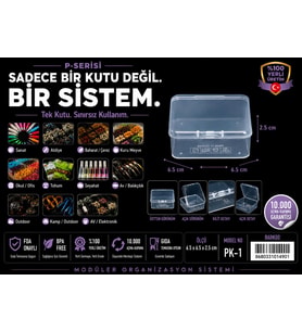 P-SERİSİ PK-10 Organizer, Sakalama, Ambalaj şeffaf plastik kutu 10 lu