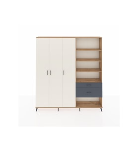 Arges Dolap 16 Raflı 2 Çekmeceli 3 Kapaklı 220x30x243 Çam-Aytaşı/Antrasit
