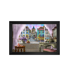 Manzara Temalı Kanvas Tablo 50 x 70 cm Siyah Çerçeve