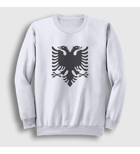 Presmono Unisex Beyaz Albania Arnavutluk Bayrağı Sweatshirt 494953tt (Beyaz)