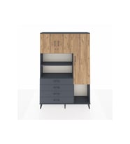 Arges Dolap 8 Raflı 4 Çekmeceli 3 Kapaklı 132x30x195 Antrasit-Çam/Antrasit