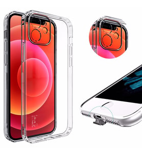 iPhone 12 Kılıf Kamera Şarj Yeri Korumalı Şeffaf Silikon (Renksiz)