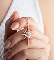 925 Ayar Gümüş Rose Zirkon Taşlı Kutup Yıldızı