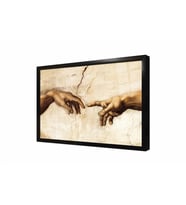 Tablosan Michelangelo Ademin Yaratılışı Detay Çerçeveli Cam Tablo
