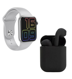 Premium Set HW12 Full Ekran Akıllı Saat Siyah Bluetooth i12 İnpods Kulaklık
