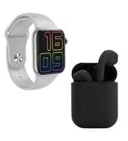 Premium Set HW12 Full Ekran Akıllı Saat Siyah Bluetooth i12 İnpods Kulaklık