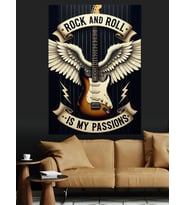 Kanatlı Gitar Rock Müzik Dekoratif Kanvas - Mdf Ahşap Tablo
